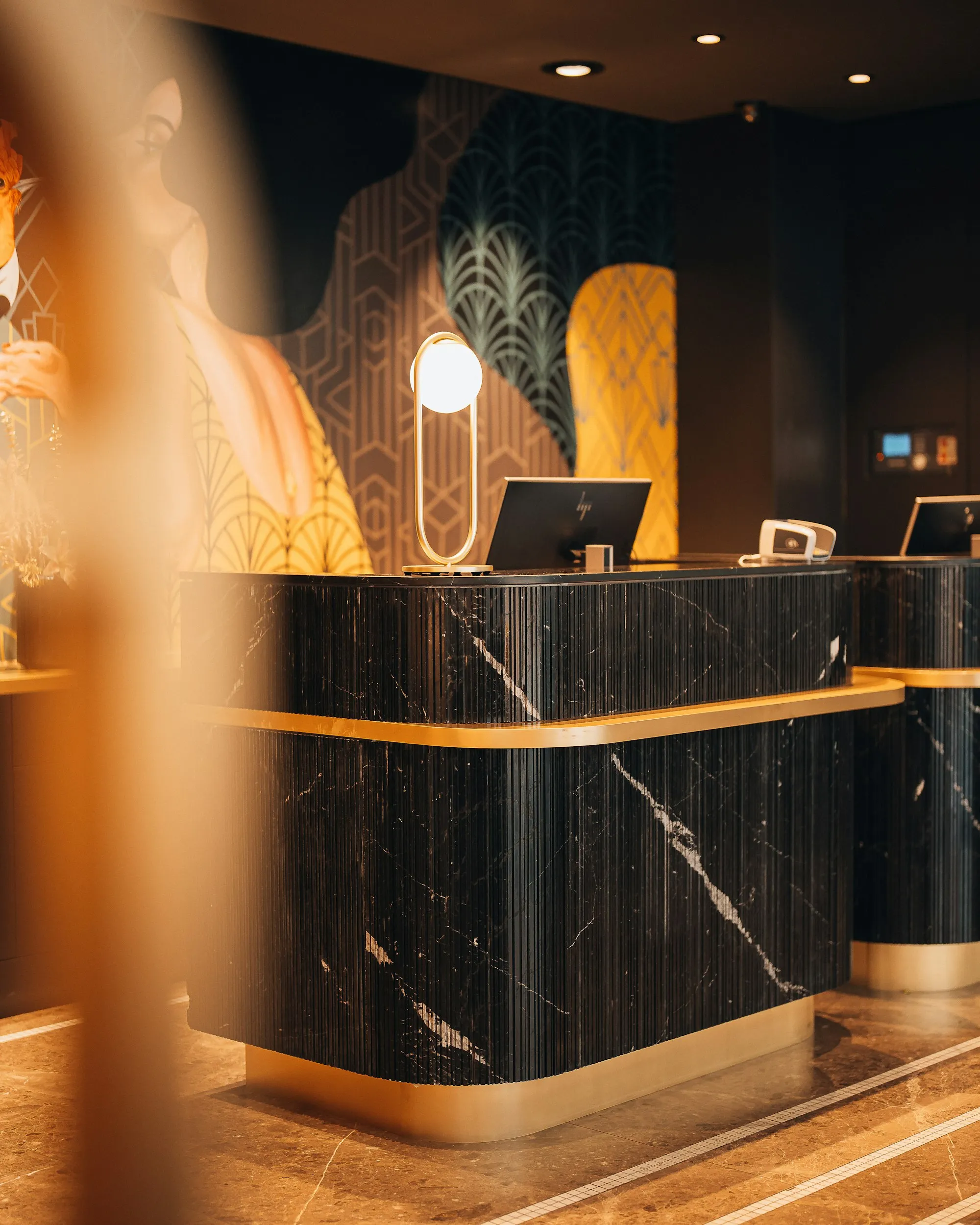 Hotel lobby with reception desk