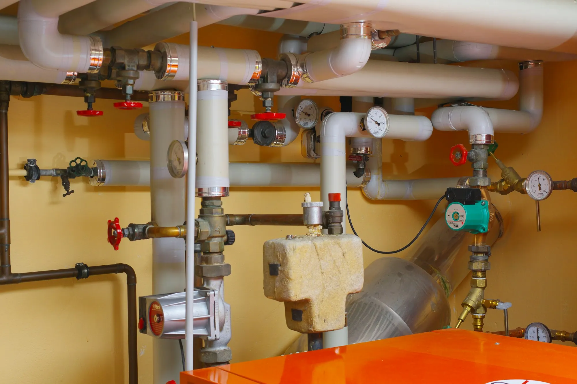 Commercial plumbing pipes and valves